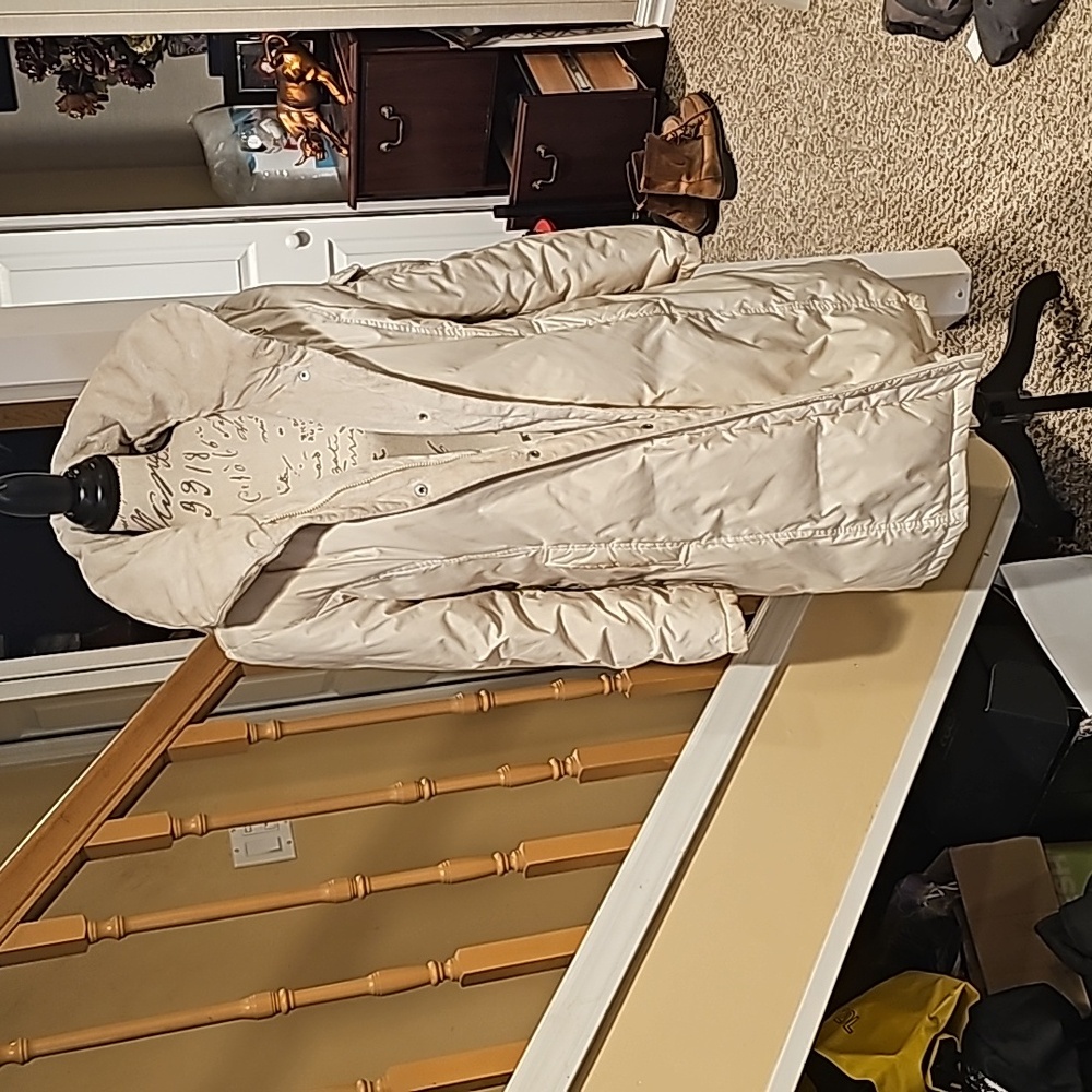 DKNY women's cream coat size large.